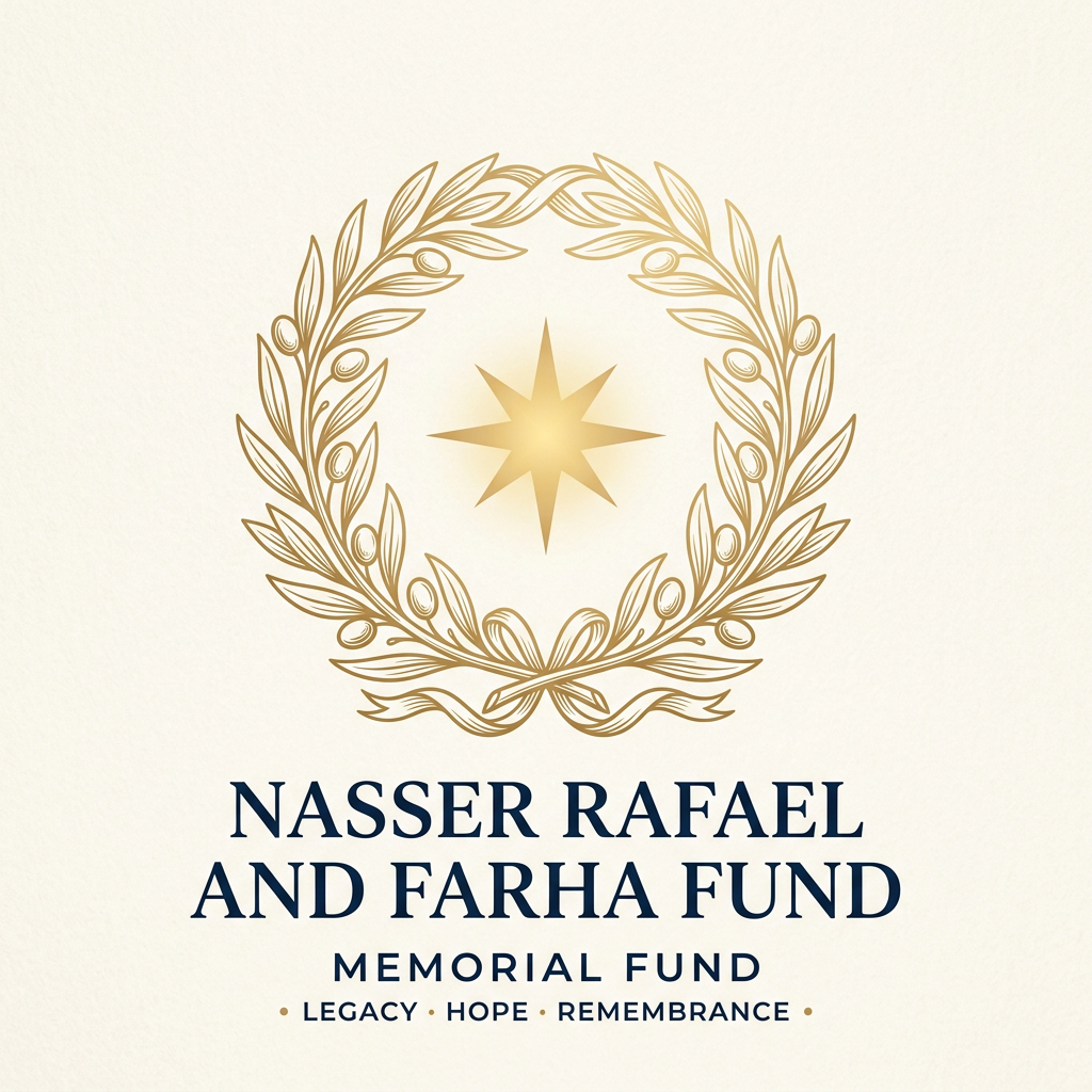 Nasser Raphael Foundation logo: a golden olive wreath around a star
